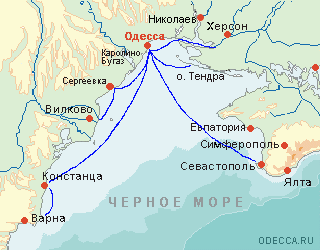 Карта маршрутов яхтеных путешевствий по Черному морю АРЕНДА ЯХТ В ОДЕССЕ прогулки на яхтах